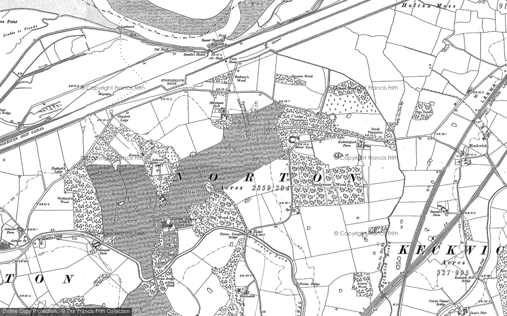 Old Map of Historic Map covering Keckwick Brook in 1897