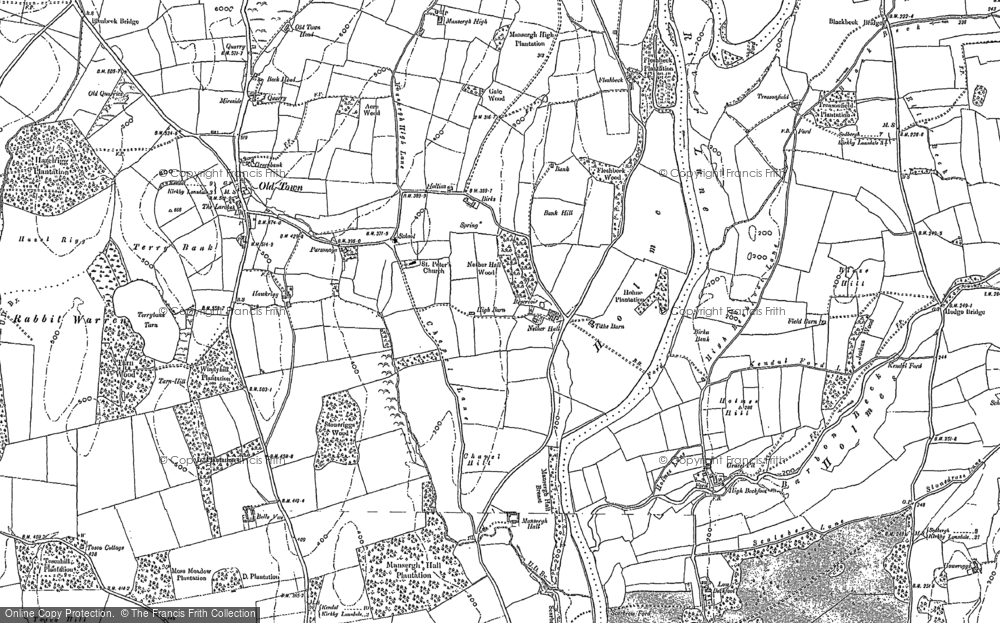 Old Map of Historic Map covering Blease Hill in 1896