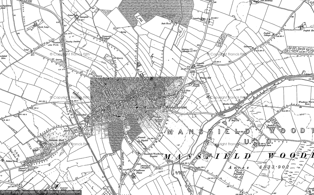 Old Map of Mansfield Woodhouse, 1884 - 1897 in 1884