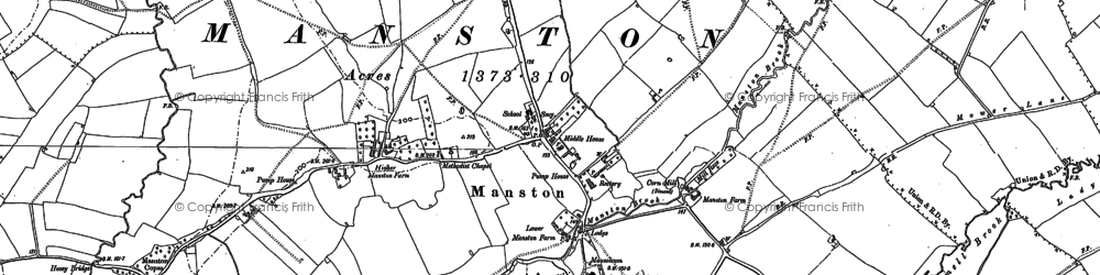 Old map of Manston in 1886