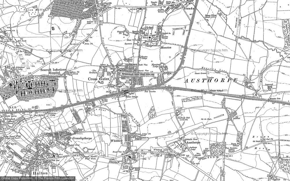 Old Map of Historic Map covering Austhorpe Hall in 1890
