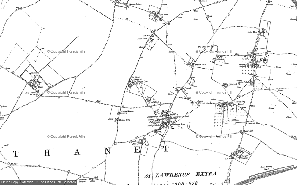 Old Map of Manston, 1896 - 1905 in 1896