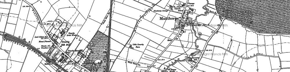 Old map of Manthorpe in 1885