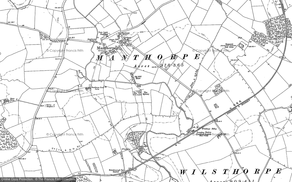 Old Map of Manthorpe, 1886 - 1887 in 1886