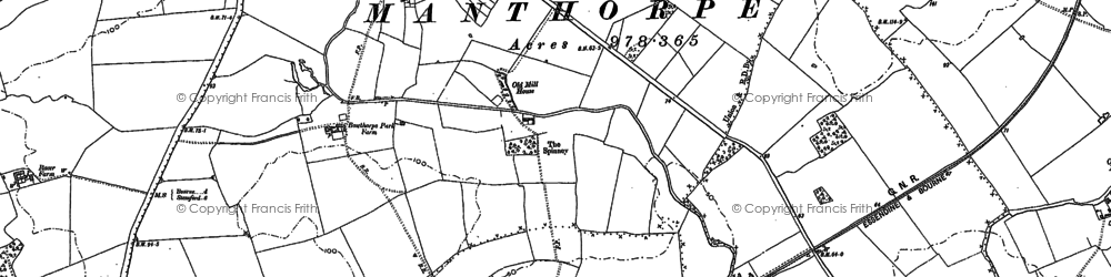 Old map of Manthorpe in 1886
