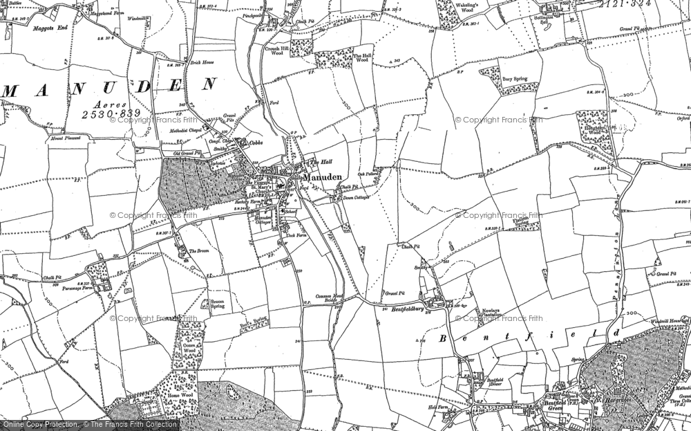 Old Map of Historic Map covering Bentfield Bury in 1896
