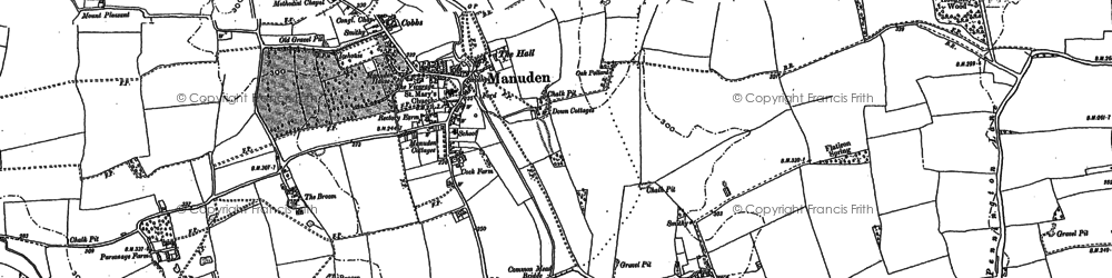 Old map of Manuden in 1896