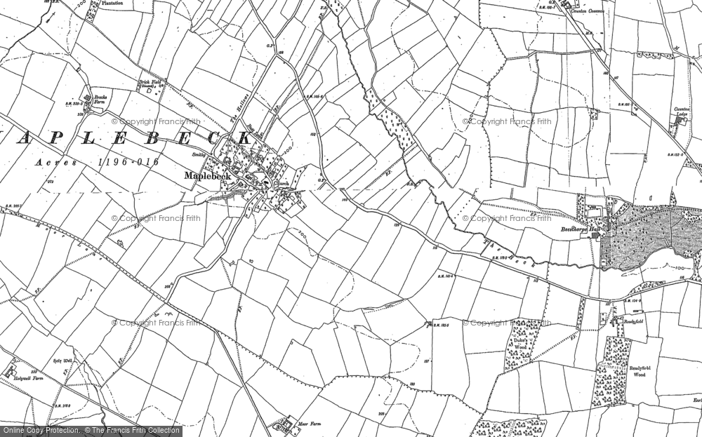 Old Map of Historic Map covering Beesthorpe Hall in 1884