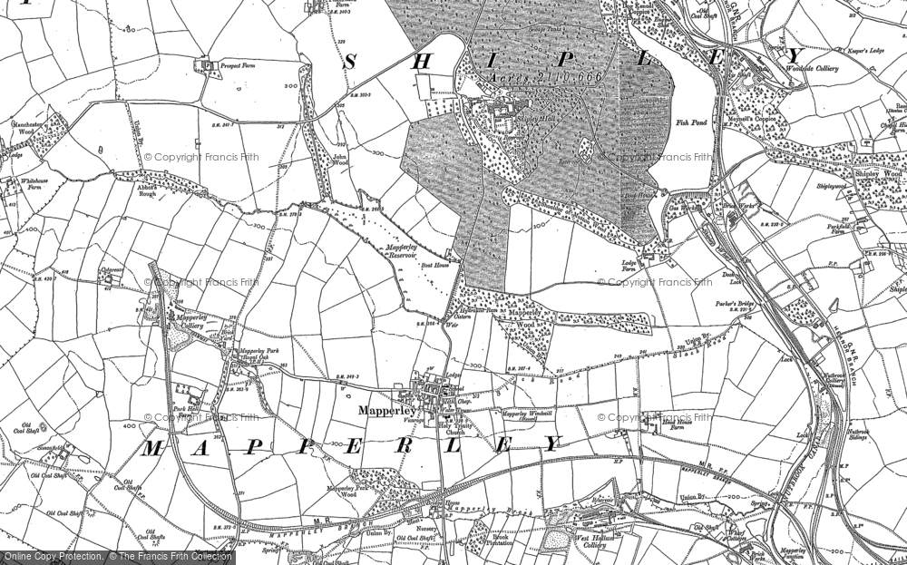 Old Map of Historic Map covering Mapperley Resr in 1880