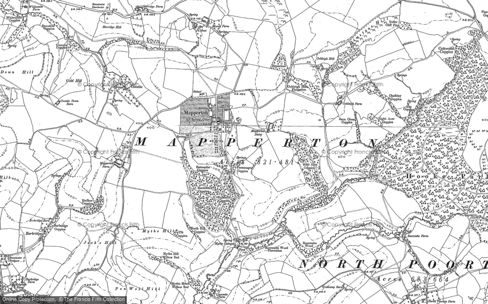 Old Map of Mapperton, 1886 in 1886