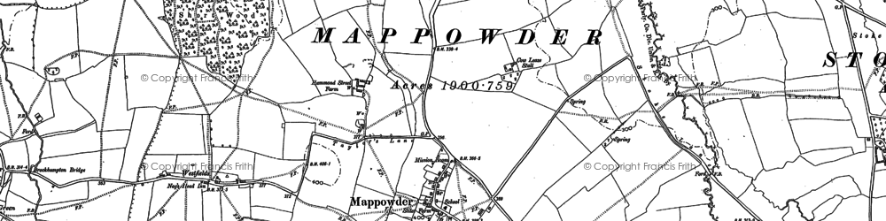 Old map of Mappowder in 1887