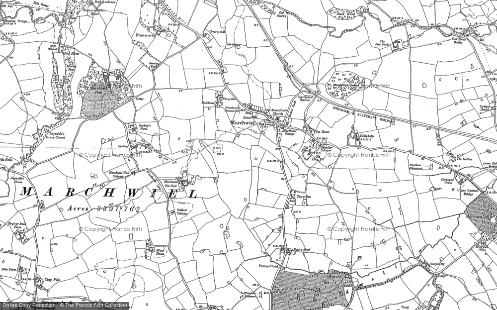 Old Map of Marchwiel, 1898 - 1909 in 1898