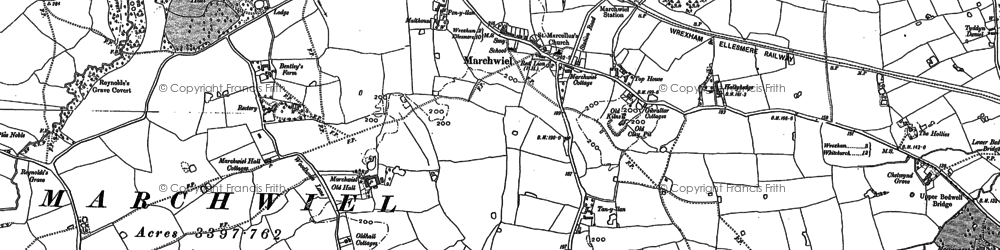 Old map of Llwyn Onn Hall in 1898