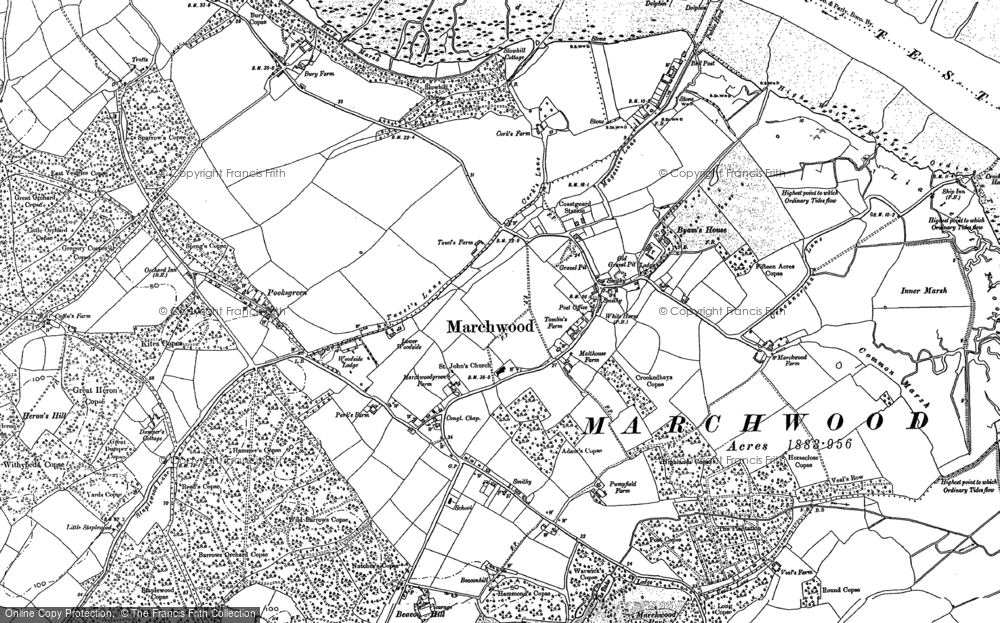 Old Map of Marchwood, 1895 - 1896 in 1895