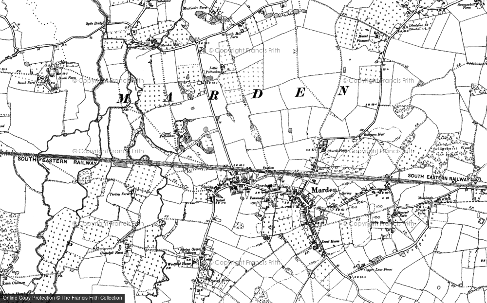 Old Map of Historic Map covering Great Cheveney in 1895