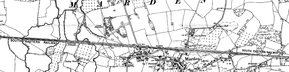 Old map of Great Cheveney in 1895
