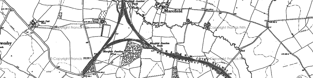 Old map of Marefield in 1884