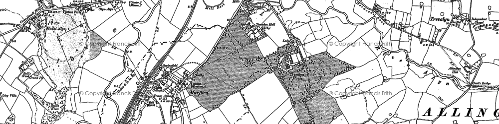 Old map of Marford in 1909