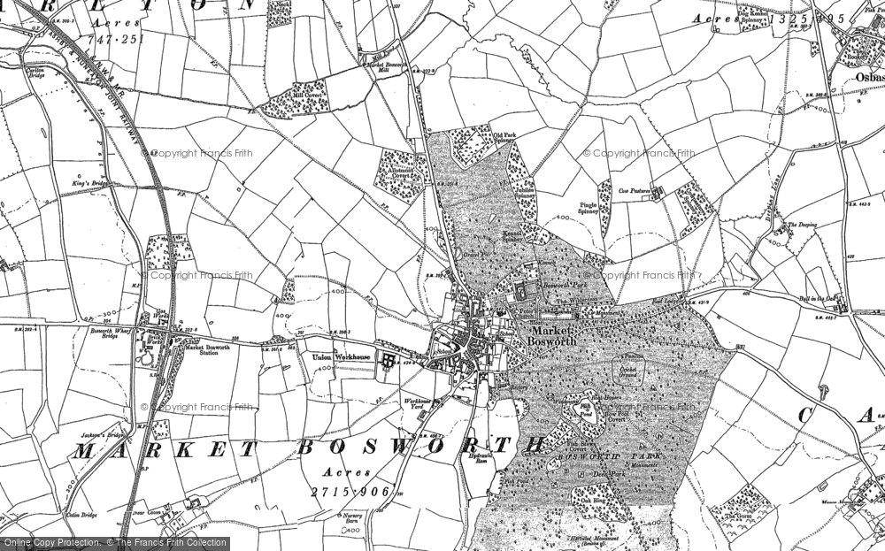 Old Map of Market Bosworth, 1885 in 1885