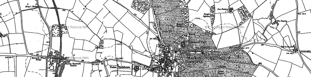 Old map of Market Bosworth in 1885