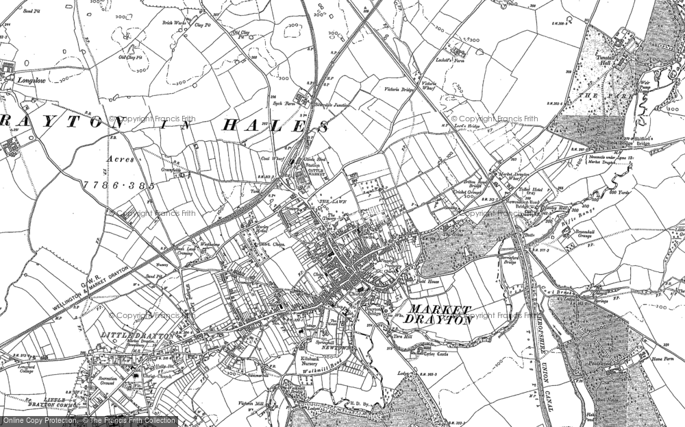 Old Map of Market Drayton, 1879 in 1879