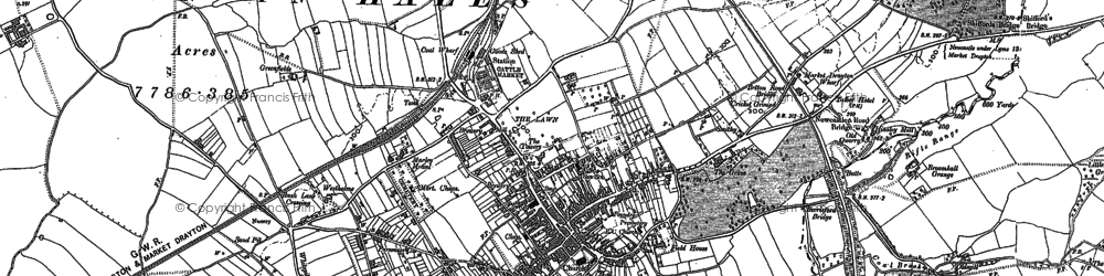 Old map of Market Drayton in 1879