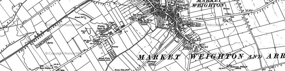 Old map of Market Weighton in 1889