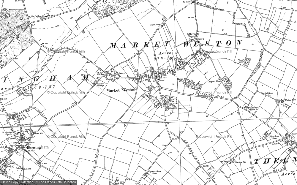 Old Map of Market Weston, 1882 - 1903 in 1882
