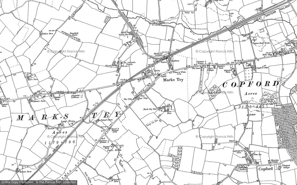 Old Map of Marks Tey, 1896 in 1896