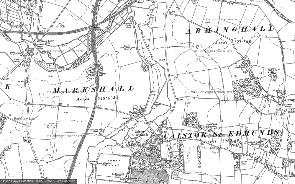Old Map of Markshall, 1881 in 1881