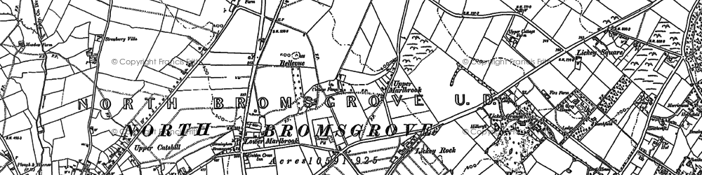 Old map of Marlbrook in 1883