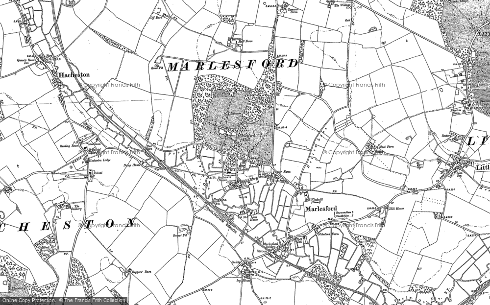 Old Map of Marlesford, 1883 in 1883