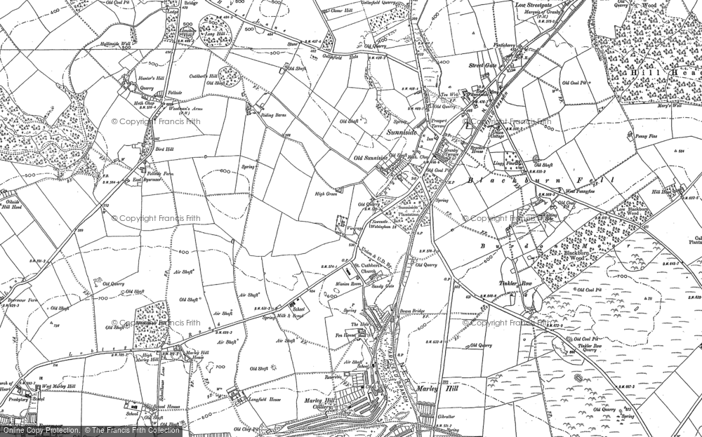 Old Map of Historic Map covering Byermoor in 1895