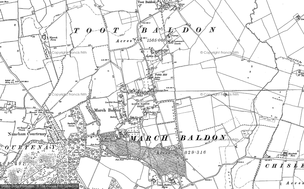 Old Map of Historic Map covering Baldon Brook in 1897