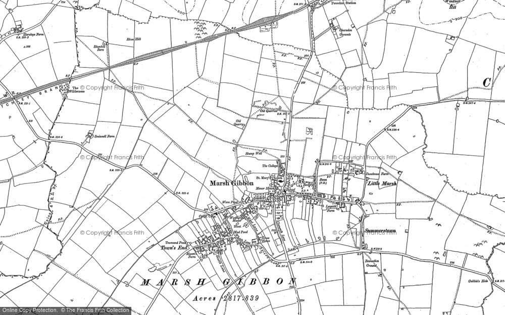 21NE Marsh Gibbon old map Bucks 1900 
