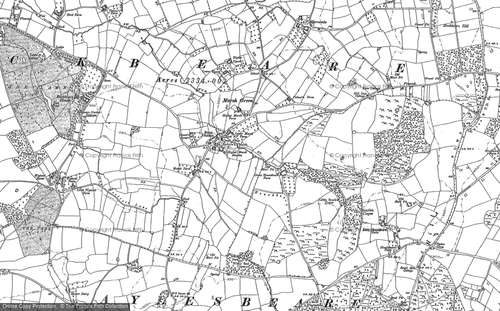 Old Map of Historic Map covering Allercombe in 1888