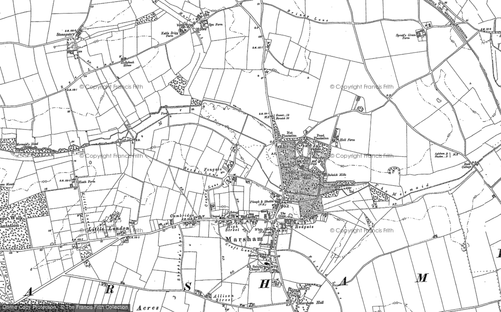 Old Map of Marsham, 1885 in 1885