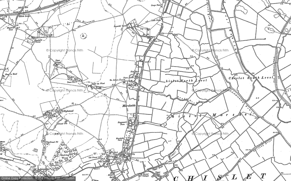 Old Map of Historic Map covering Highstead in 1896