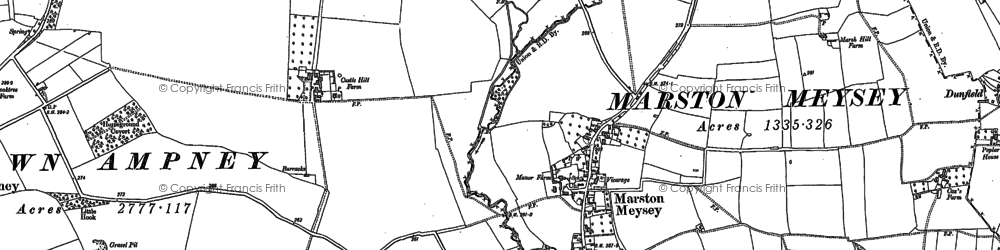 Old map of Marston Meysey in 1898