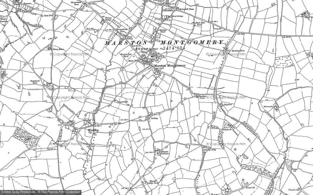 Old Map of Marston Montgomery, 1880 - 1899 in 1880