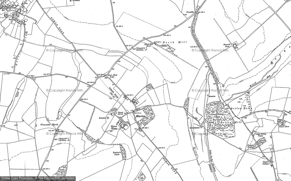 Old Map of Historic Map covering Botley Down in 1899