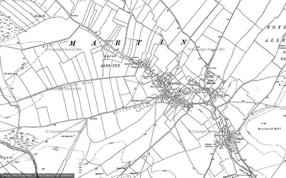 Old Map of Historic Map covering Tidpit Common Down in 1895