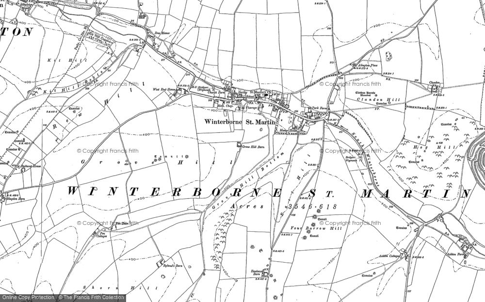 Old Map of Historic Map covering Bradford Down in 1886