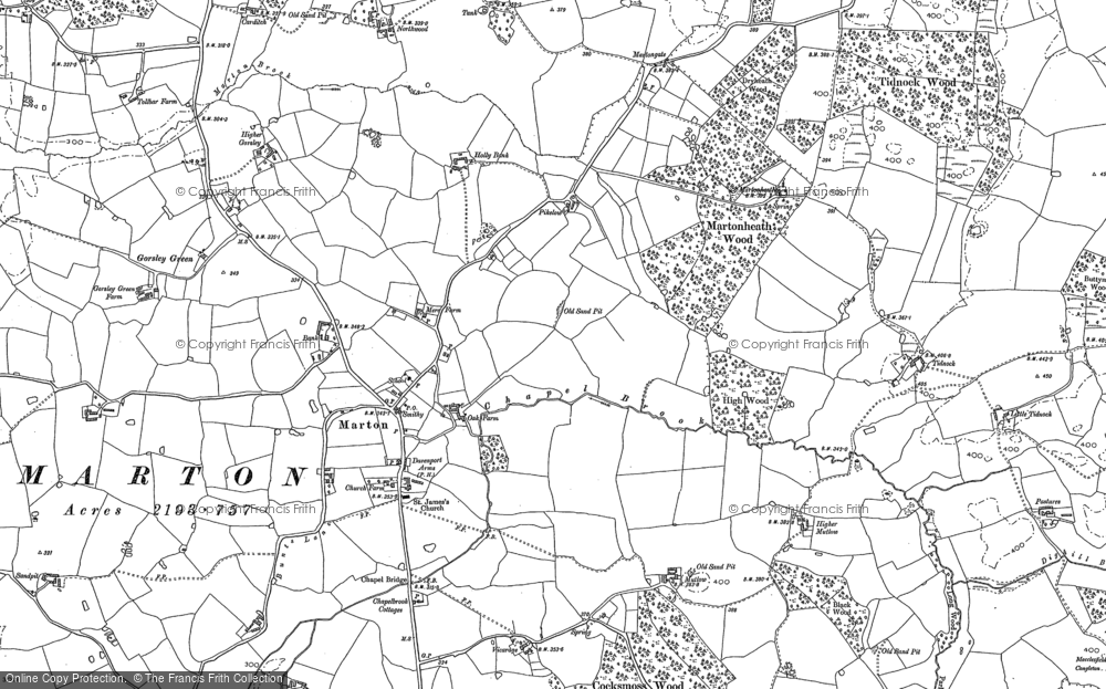 Old Map of Historic Map covering Tidnock Wood in 1897