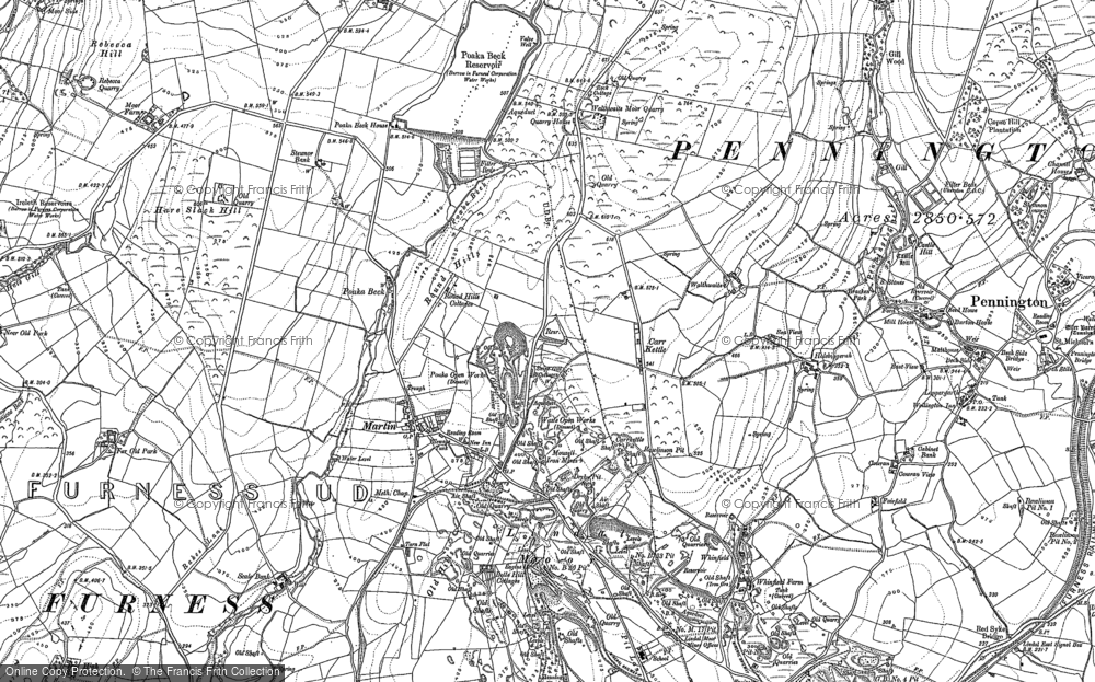 Old Map of Historic Map covering Ewe Dale in 1911