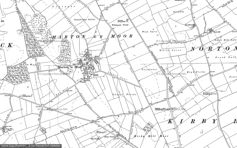 Old Map of Marton-le-Moor, 1889 - 1890 in 1889