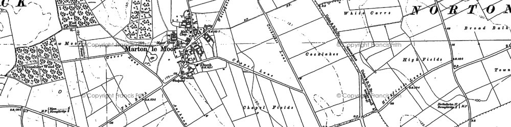 Old map of Marton-le-Moor in 1889