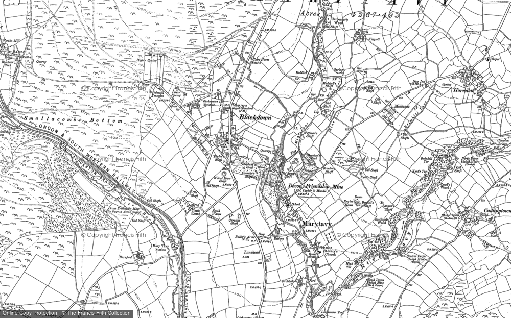 Old Map of Historic Map covering Burnford in 1883