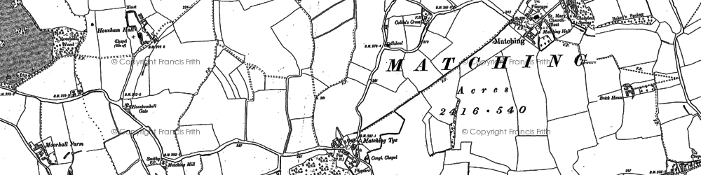 Old map of Newman's End in 1895