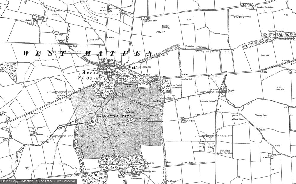 Old Map of Matfen, 1895 in 1895